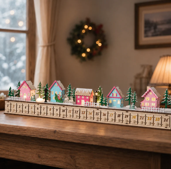 Wooden Village Advent Calendar With Led Glow🎁🌲