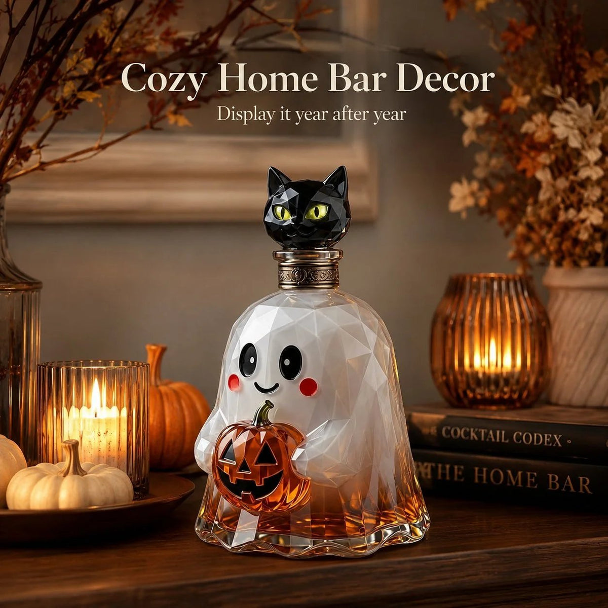 Ghost Pumpkin Halloween Decanter π π Spooky Glass Whiskey Bottle