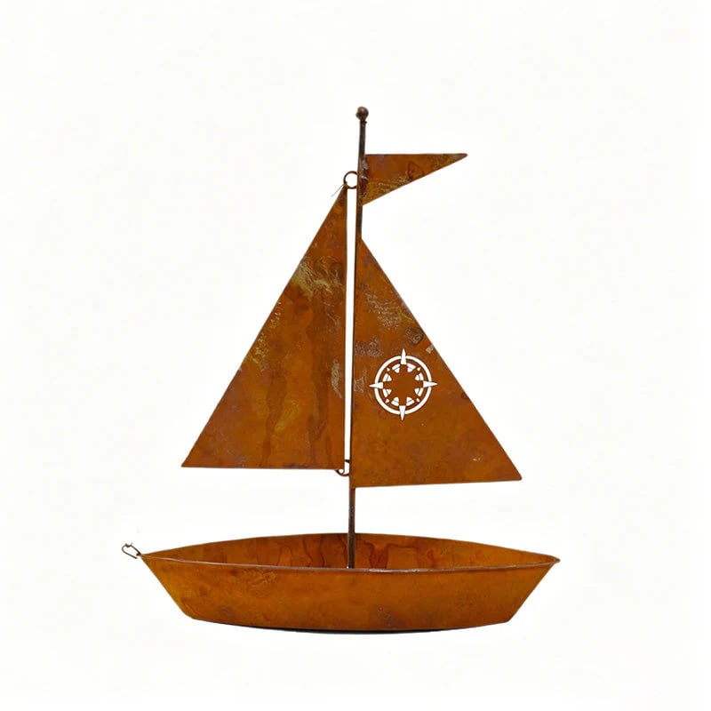 โฐ NOW! ๐ฑ Rustic Sailboat Metal Planter - Handcrafted, weather-resistant & perfect for succulents, herbs or flowers โ charming garden or shelf decor ๐ก