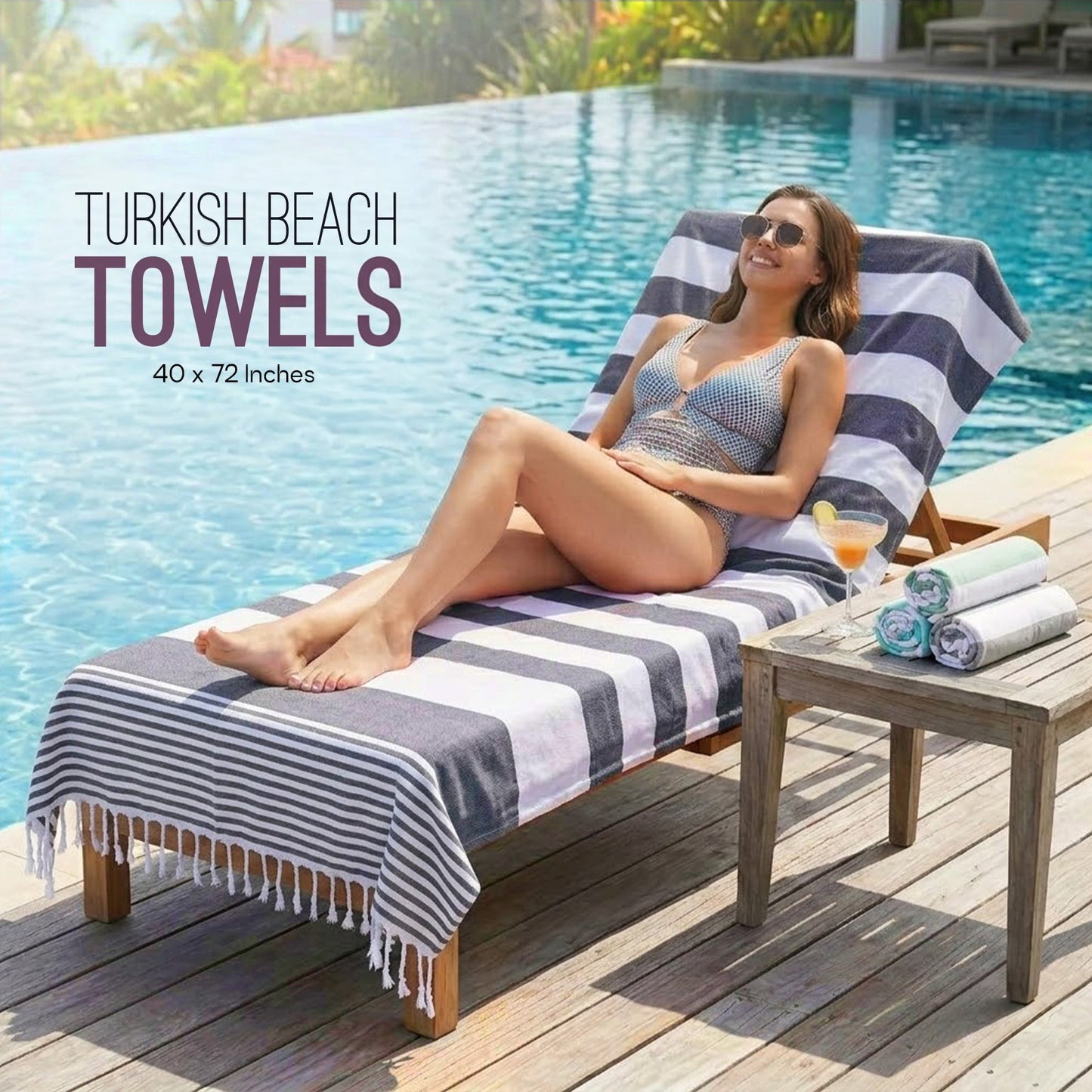 Utopia Towels Turkish Beach Towels – 40x72”, Oversized Cotton, Lightweight, Sand-Free & Quick-Dry