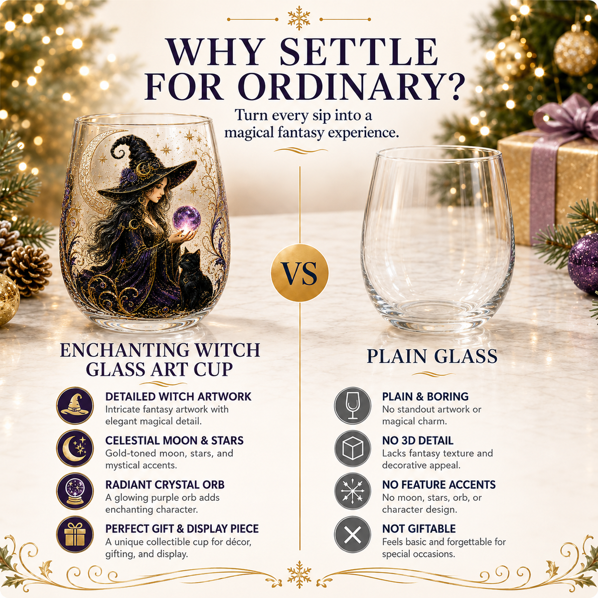 🧙♀️🔮 Enchanting Witch Glass Art Cup | Mystical Raised Fantasy Glassware for Wine, Witchy Home Décor & Magical Gifts 🎁
