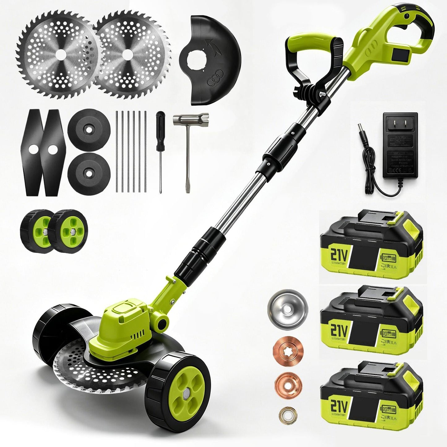 3-in-1 Cordless Lawn Mower with 2Ć21V Batteries, German Quality Lightweight Grass Trimmer & Edger for Small to Medium Gardens