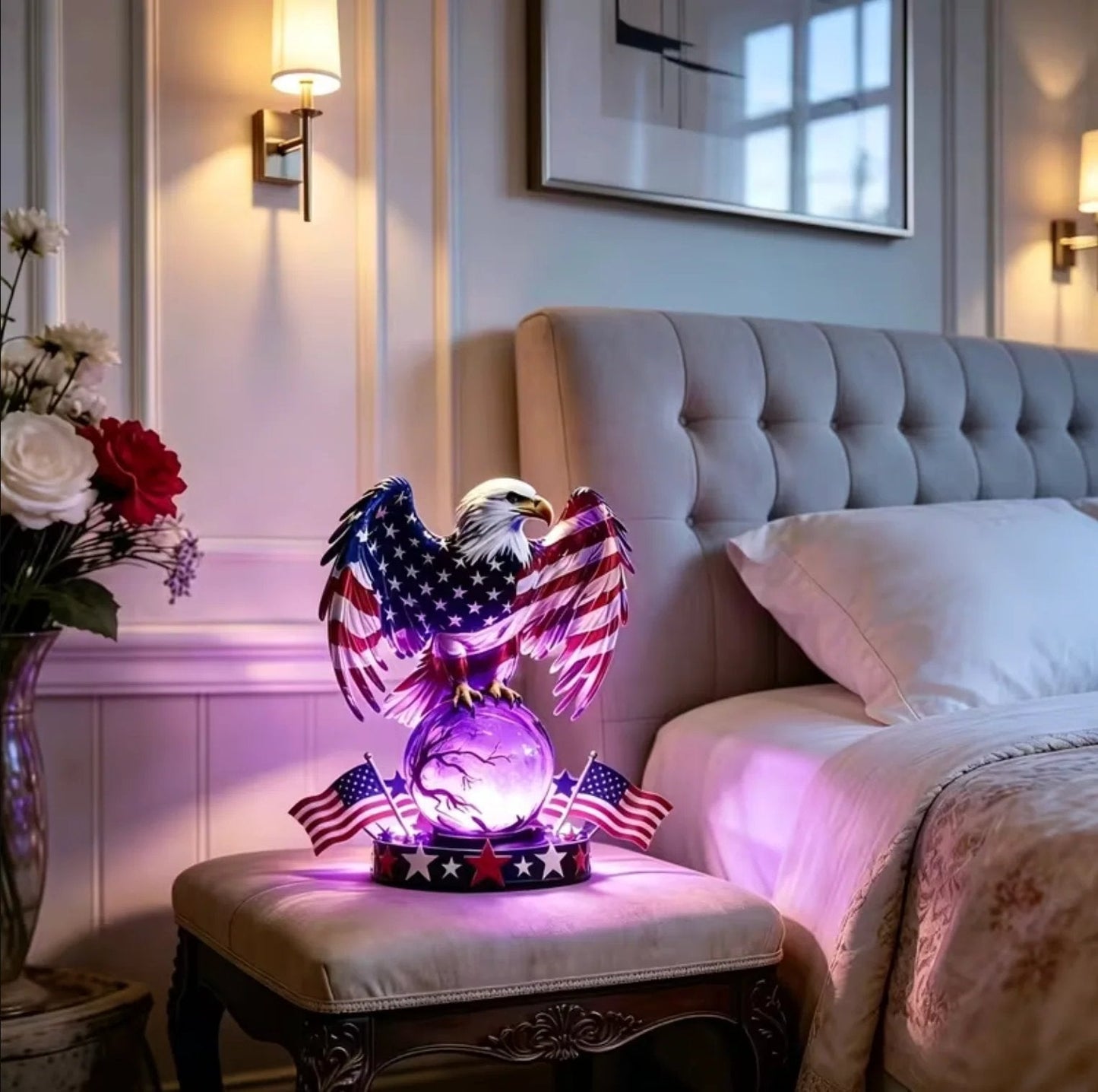 🇺🇸 Freedom Eagle Patriotic LED Table Lamp – American Pride Decor