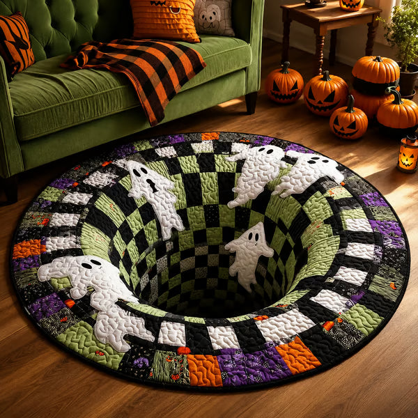 3D Skeleton Vortex Quilted Round Halloween Rugš