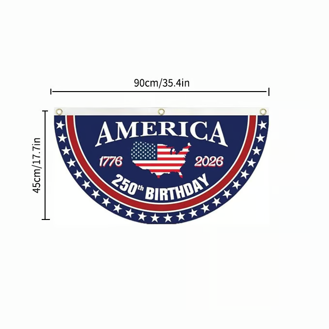 🗽USA 250th Anniversary Flag Half Round Banner🦅