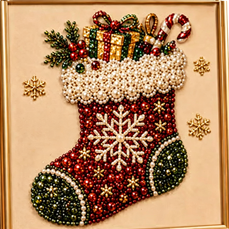🎄✨ DIY Christmas Pearl Bead Art Kit – 5 Festive Designs, 3D Raised Beads & Display Frame Included | Holiday Wall Decor 🖼️🎨