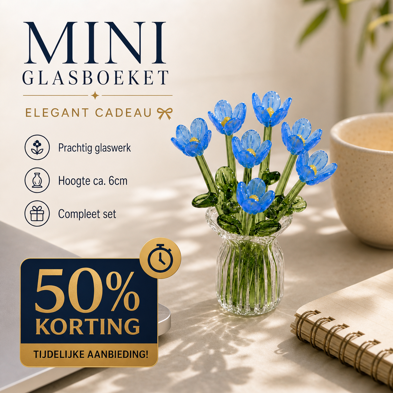 β³ Limited-Time Offer! β¨ Mini Glass Bouquet | Elegant Gift π | Approx. 6cm Tall π