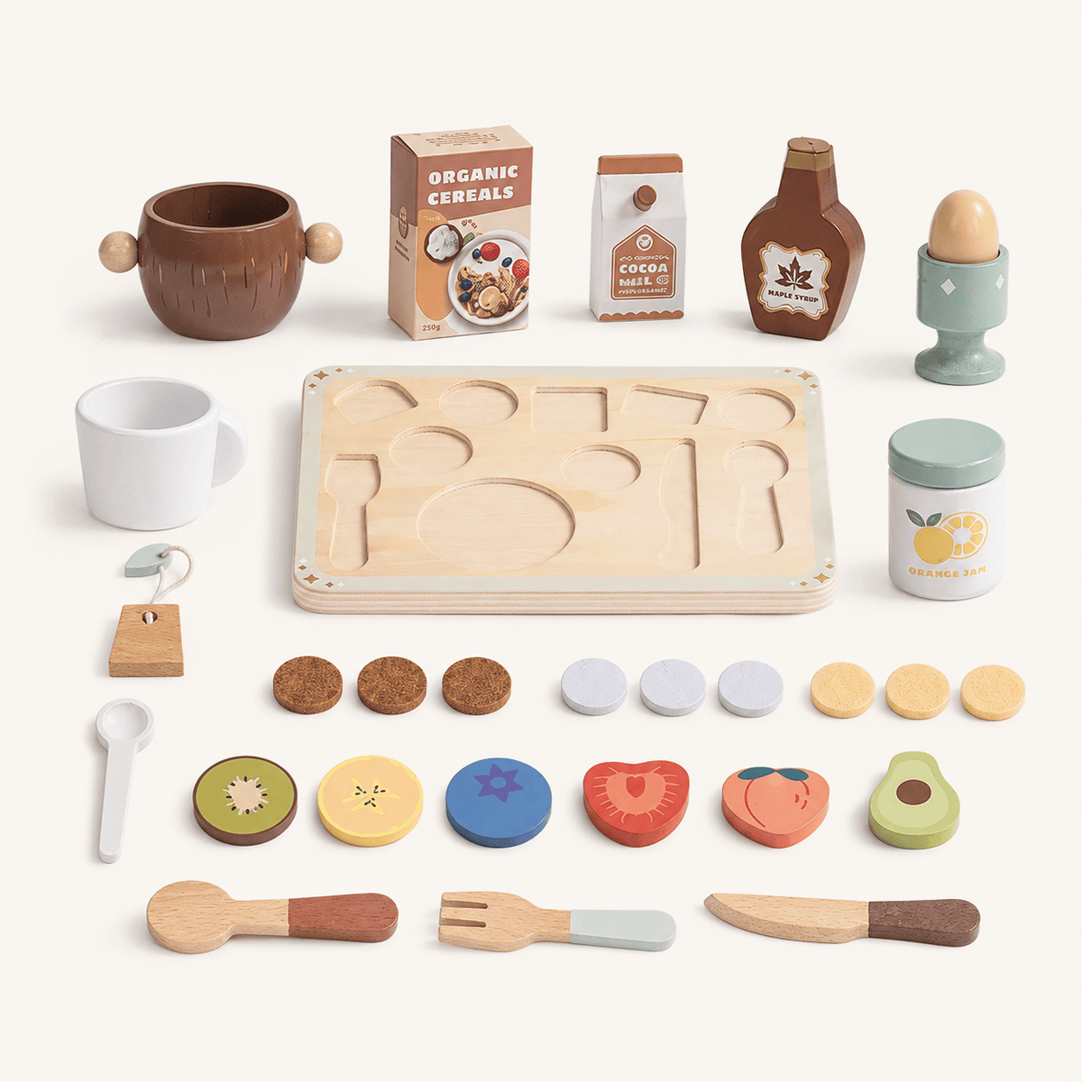 Wooden Breakfast Play Food Set Kids Toy