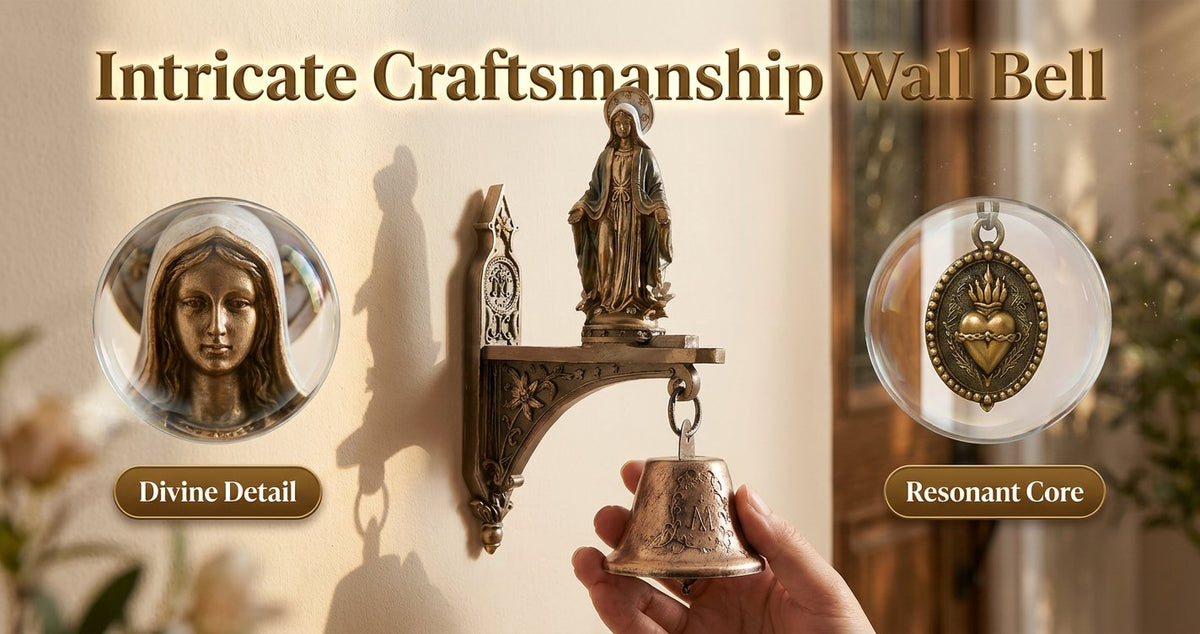 ✨ Our Lady of Grace Bronze Miraculous Medal Wall Bell | 🙏 Catholic Religious Home & Garden Decor