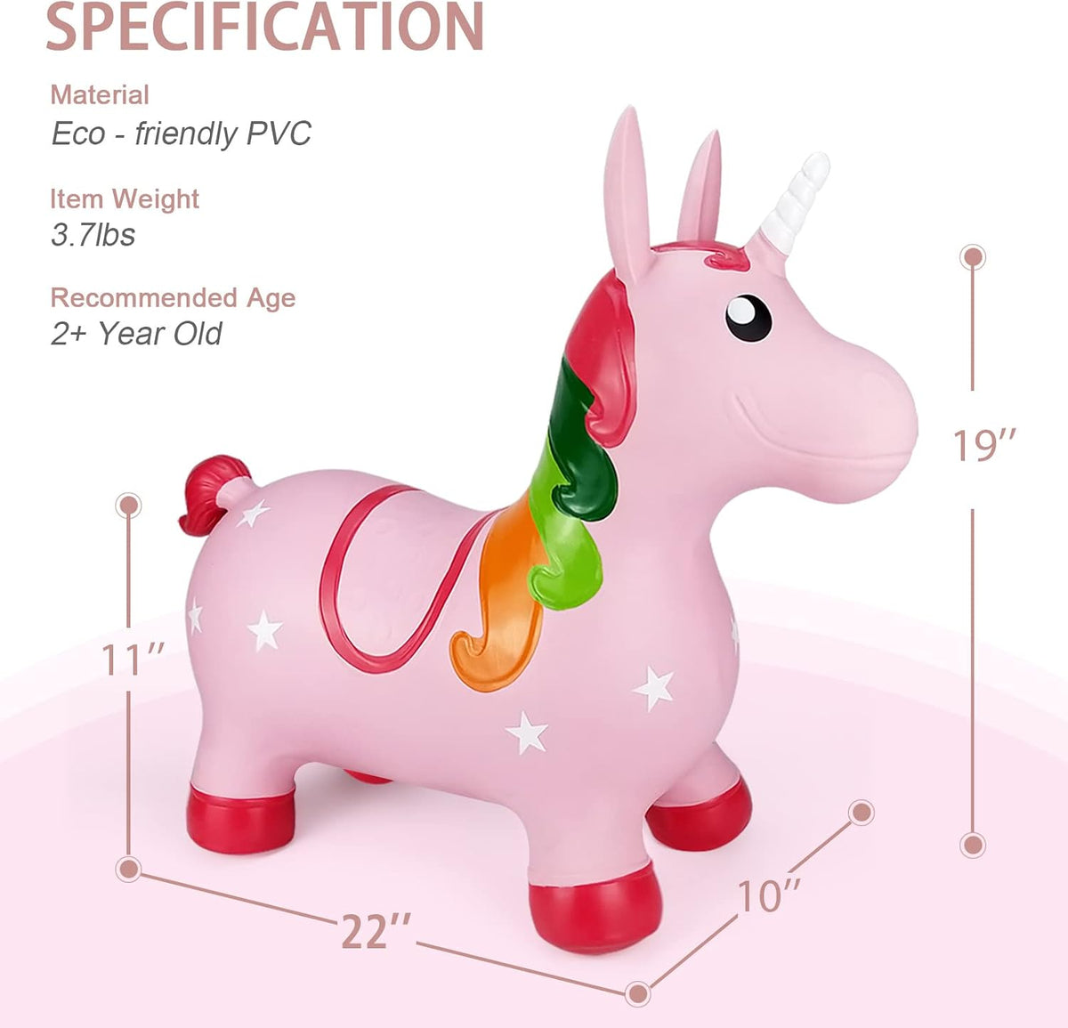 Unicorn Bouncy Horse Toys, Toddler Inflatable Unicorn, Bouncy Pals