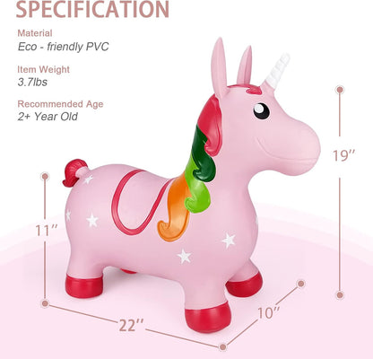 Unicorn Bouncy Horse Toys, Toddler Inflatable Unicorn, Bouncy Pals
