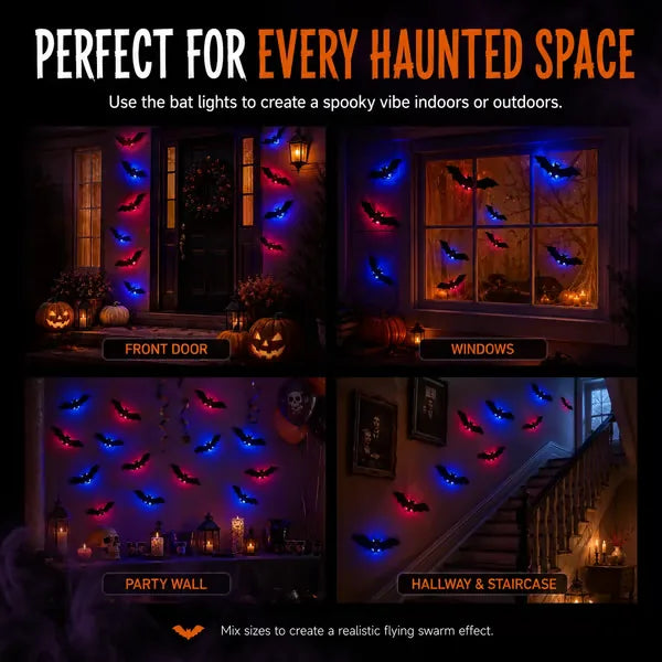 Lighted 3D Flying Bat Halloween Wall Decorations