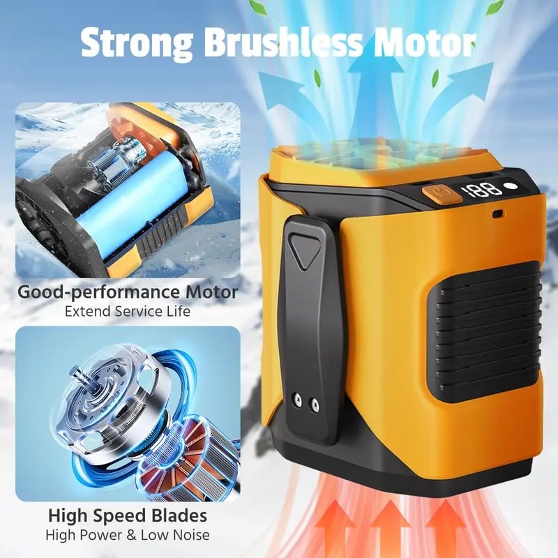 🔥2026 Summer Hot Sales!!!⏰Hands-Free Waist Portable Fan 💨 | 6000mAh Battery Power Bank 🔋 | 100 Speeds Airflow 🌬️ | LED Light 🔦 | Belt Clip Cooling Fan for Outdoor, Jobsite & Travel 🌞