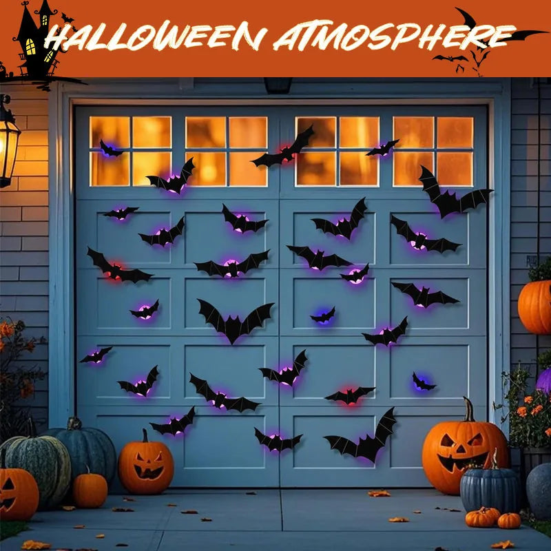Lighted 3D Flying Bat Halloween Wall Decorations