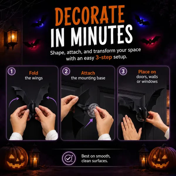 Lighted 3D Flying Bat Halloween Wall Decorations