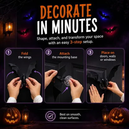 Lighted 3D Flying Bat Halloween Wall Decorations