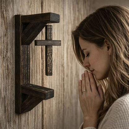 ✨ Limited-Time 49% OFF | Rustic Cross Wall Shelf ✝️ Wooden Floating Shelf for Faith-Inspired Decor