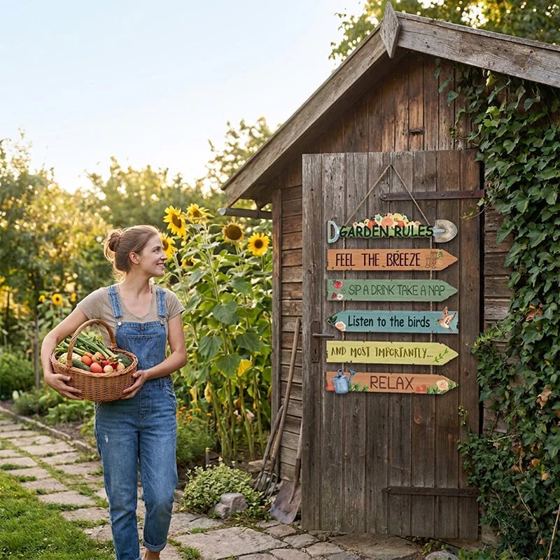 🏡⏰Last Day 60% OFF-Rustic Wooden Garden Hanging Sign Wall Decor Plaque