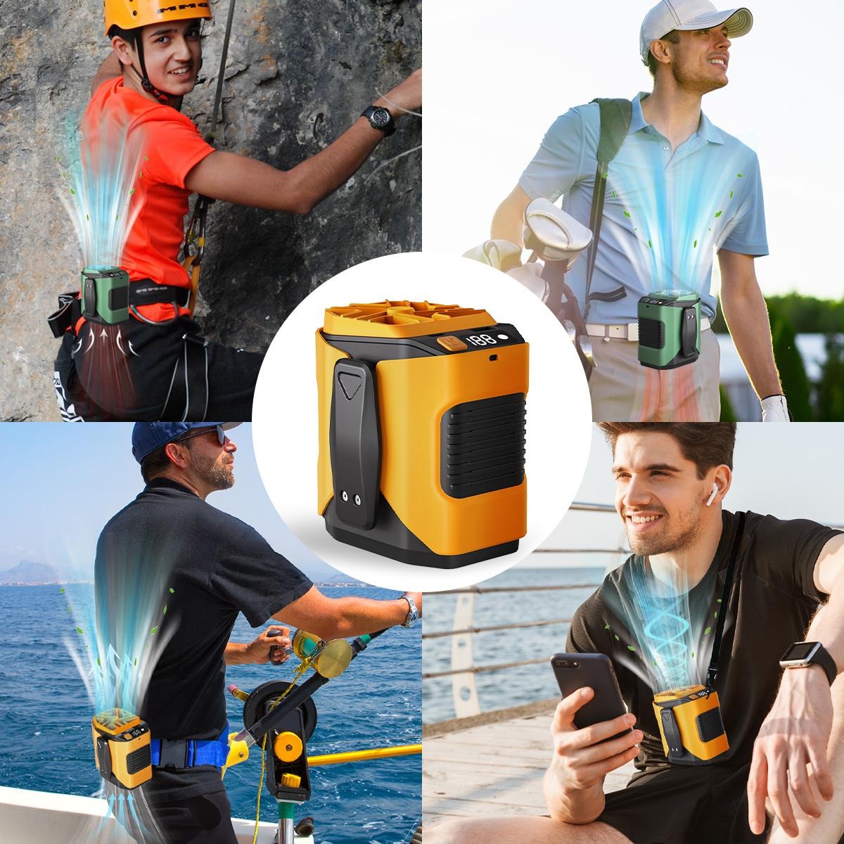 🔥2026 Summer Hot Sales!!!⏰Hands-Free Waist Portable Fan 💨 | 6000mAh Battery Power Bank 🔋 | 100 Speeds Airflow 🌬️ | LED Light 🔦 | Belt Clip Cooling Fan for Outdoor, Jobsite & Travel 🌞