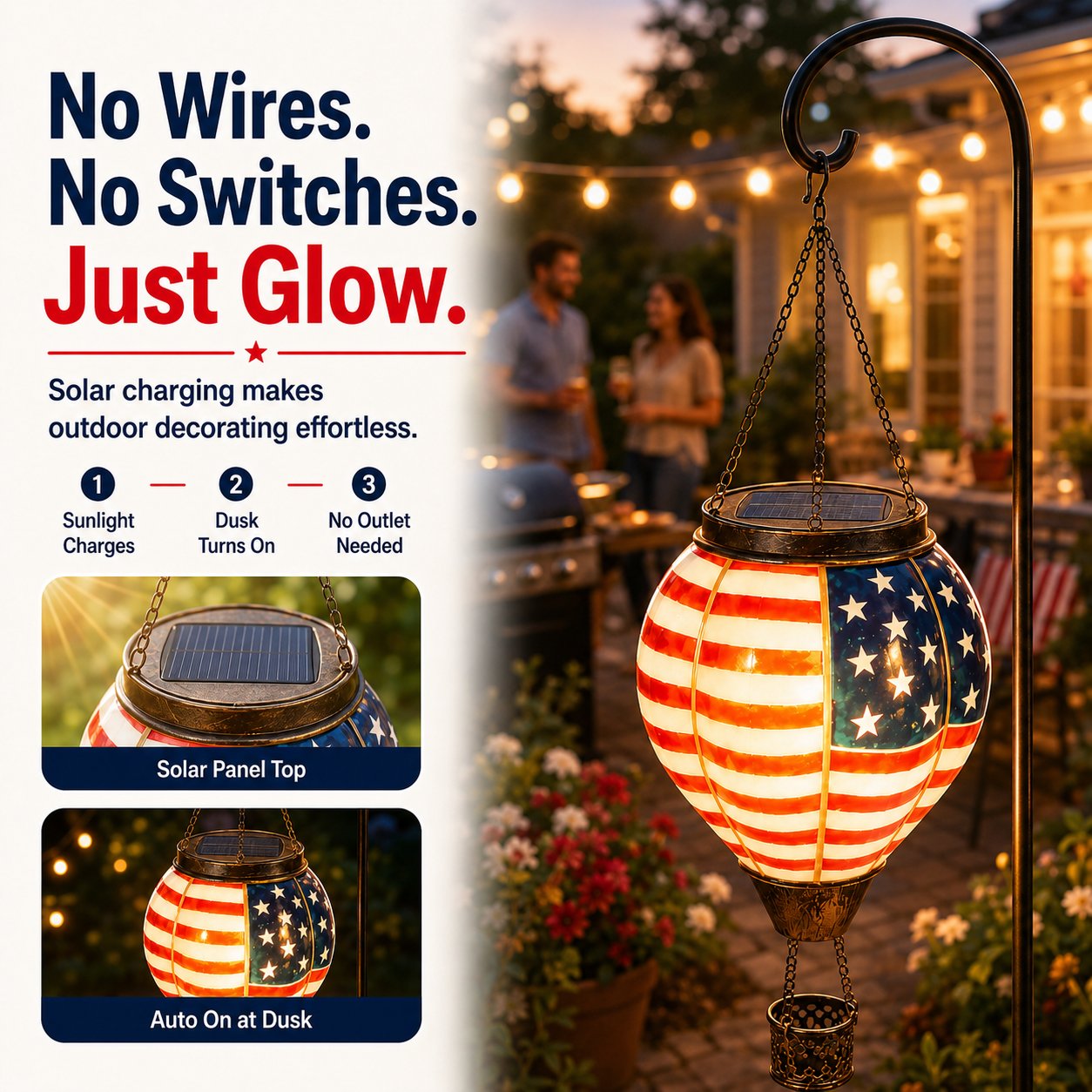 🎆 250th Anniversary Solar Hot Air Balloon Lantern | Patriotic Edition