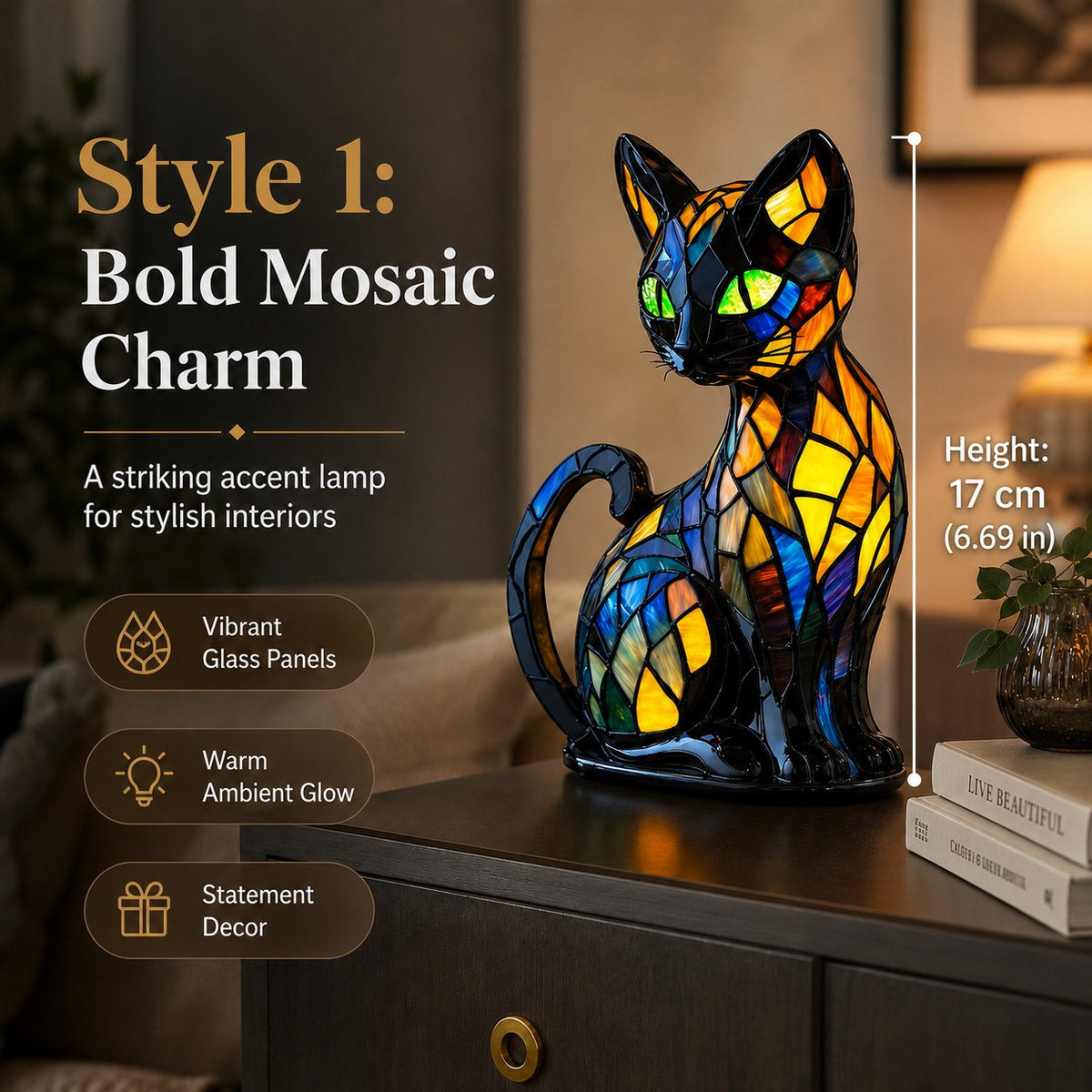 🐾 A Stained-Glass Cat Lamp That Makes Any Room Feel Magical ✨🏆