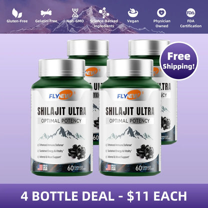 FLYNEW Shilajit Capsules – Pure Himalayan Resin with 85+ Trace Minerals -A0031