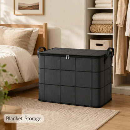 📦Spacious Moving Storage Bin – Large Capacity Zippered Fabric Organizer for Bedding & Clothes