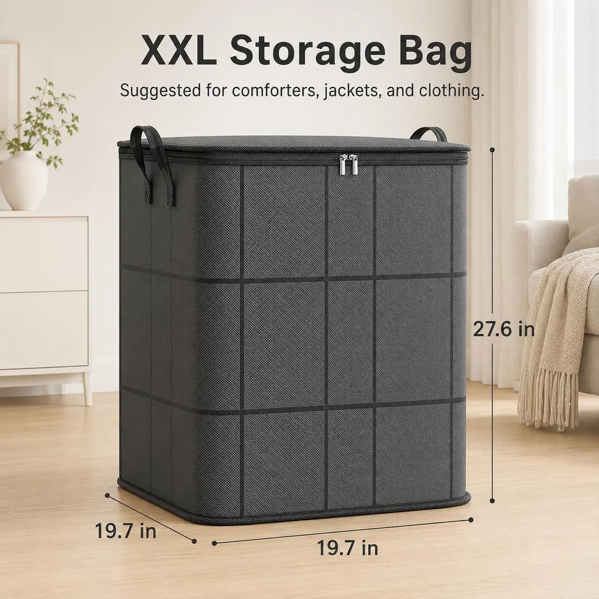 📦Spacious Moving Storage Bin – Large Capacity Zippered Fabric Organizer for Bedding & Clothes