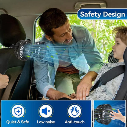 🌀 LIMITED-TIME 50% OFF! ✨ Dual Head USB Car Seat Fan – 360° Rotatable, 3 Speeds, Quiet & Powerful 🚗