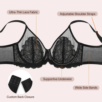 HSIA Mermaid Scales Unlined Minimizer Bra – Full Coverage Support for Fuller Busts-A0014