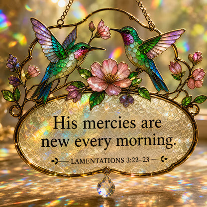 🎵 Psalm 89:1 Songbird Window Suncatcher | Stained-Glass Style Faith Decor with Colorful Birds & Scripture 🕊️✨