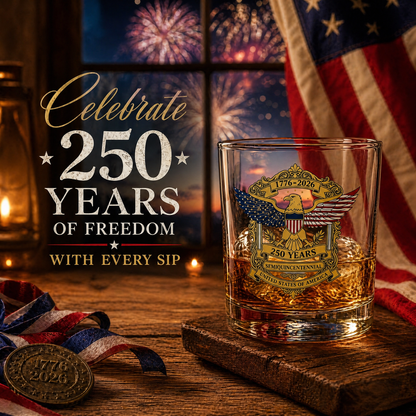 🏆 66K+ Sold ⚡ 250th Anniversary Patriotic Whiskey Glass (1776–2026) 🎁