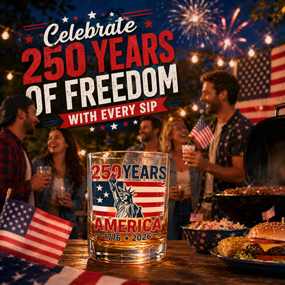 🏆Flash Sale⚡ 66K+ SOLD! 🎁US 250th Anniversary Patriotic Whiskey Glass 1776-2026