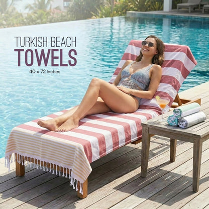 Utopia Towels Turkish Beach Towels – 40x72”, Oversized Cotton, Lightweight, Sand-Free & Quick-Dry