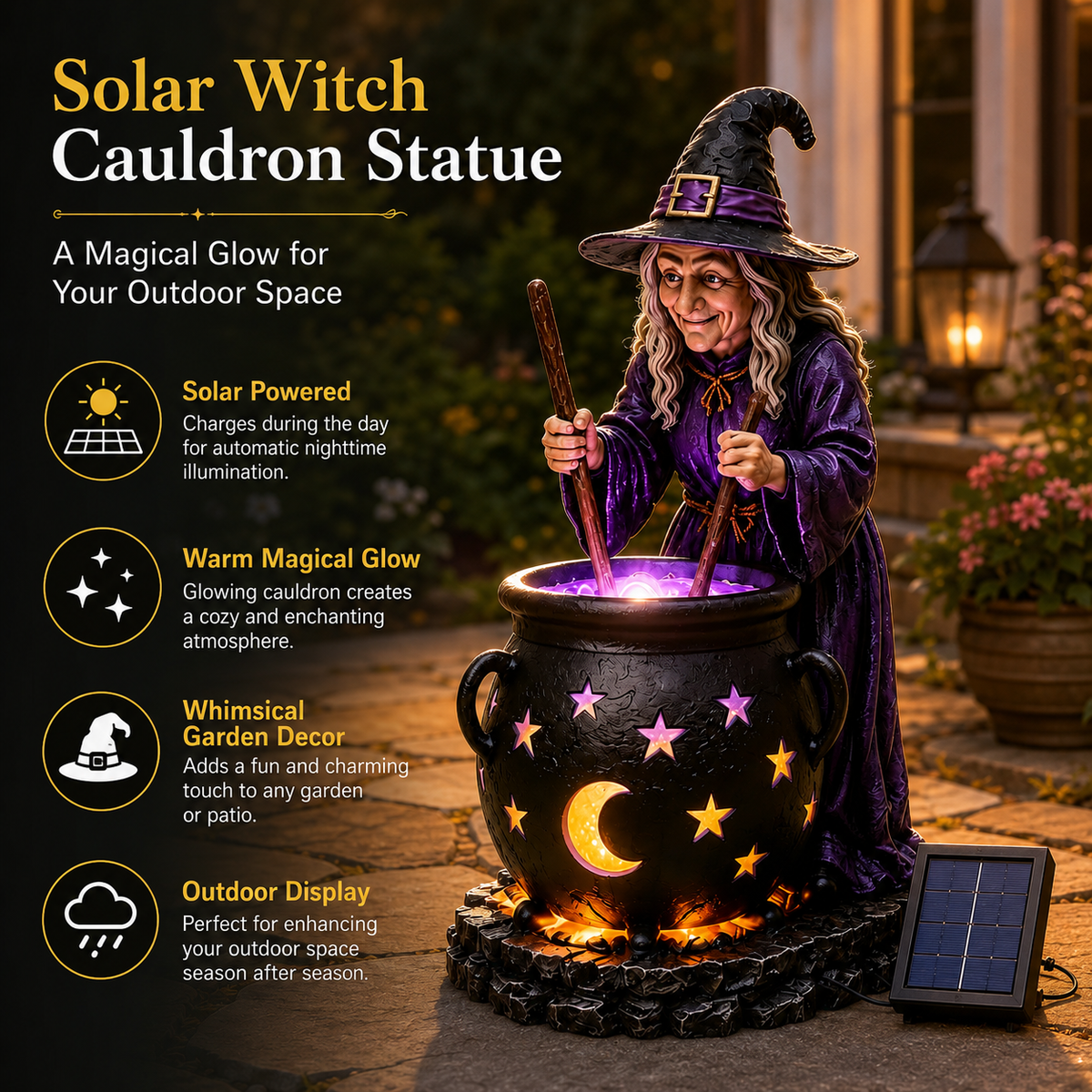 🥳2026 HOT SALE🪄Halloween Witch Glowing Cauldron Solar Light