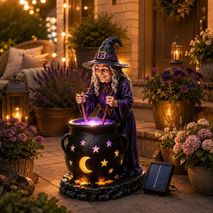 🥳2026 HOT SALE🪄Halloween Witch Glowing Cauldron Solar Light
