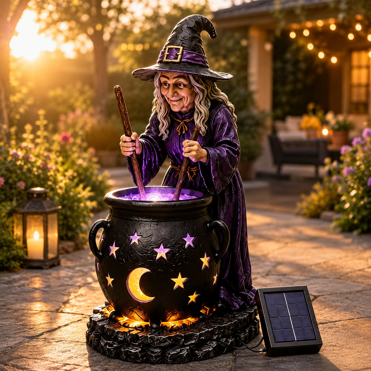 🥳2026 HOT SALE🪄Halloween Witch Glowing Cauldron Solar Light