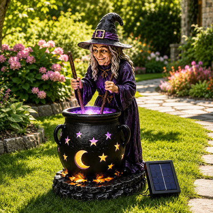 🥳2026 HOT SALE🪄Halloween Witch Glowing Cauldron Solar Light
