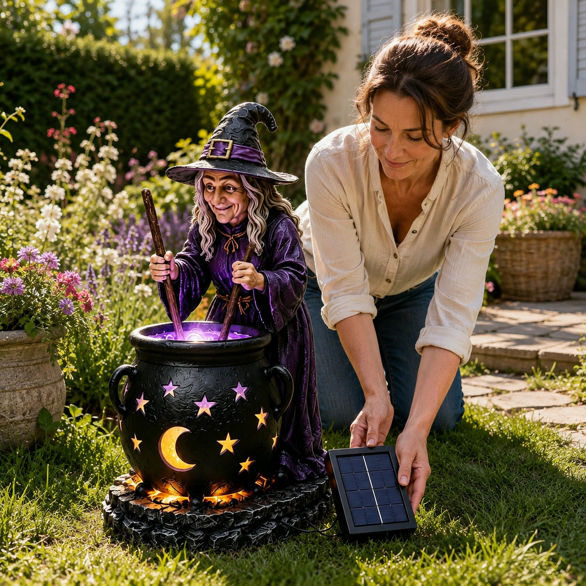 🥳2026 HOT SALE🪄Halloween Witch Glowing Cauldron Solar Light