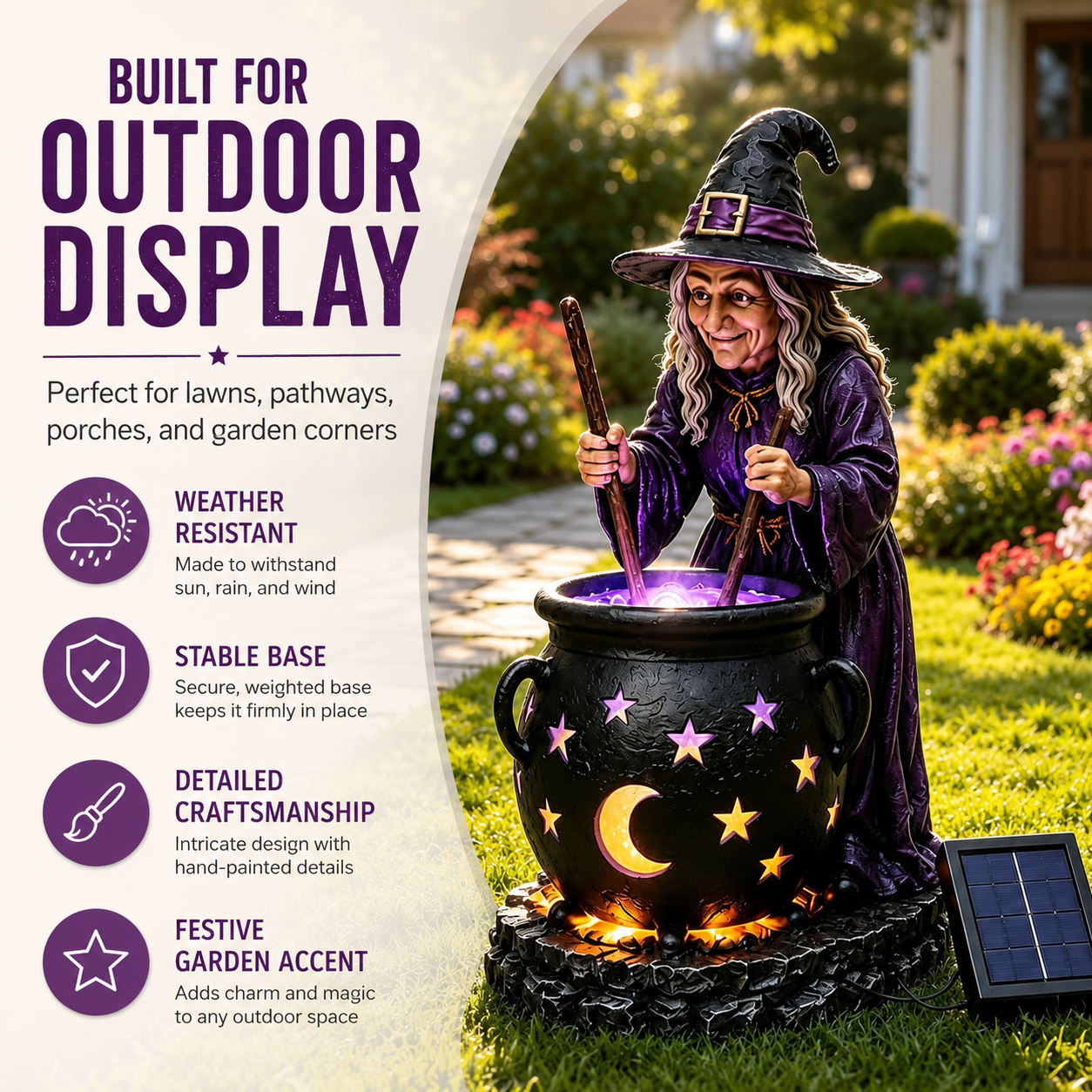 🥳2026 HOT SALE🪄Halloween Witch Glowing Cauldron Solar Light