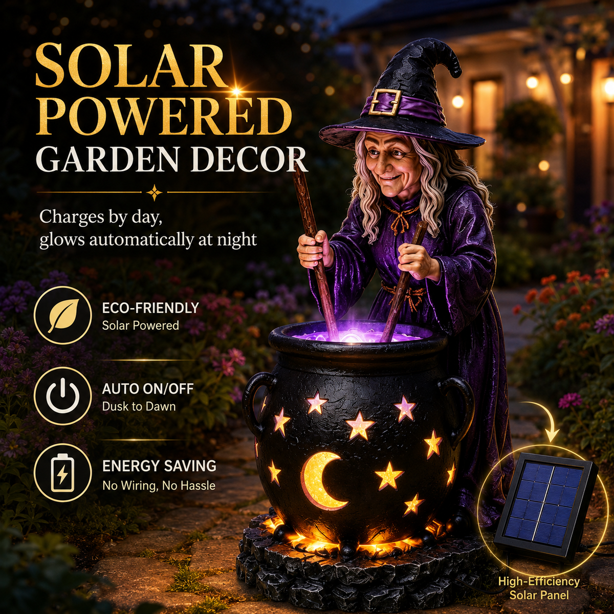 🥳2026 HOT SALE🪄Halloween Witch Glowing Cauldron Solar Light