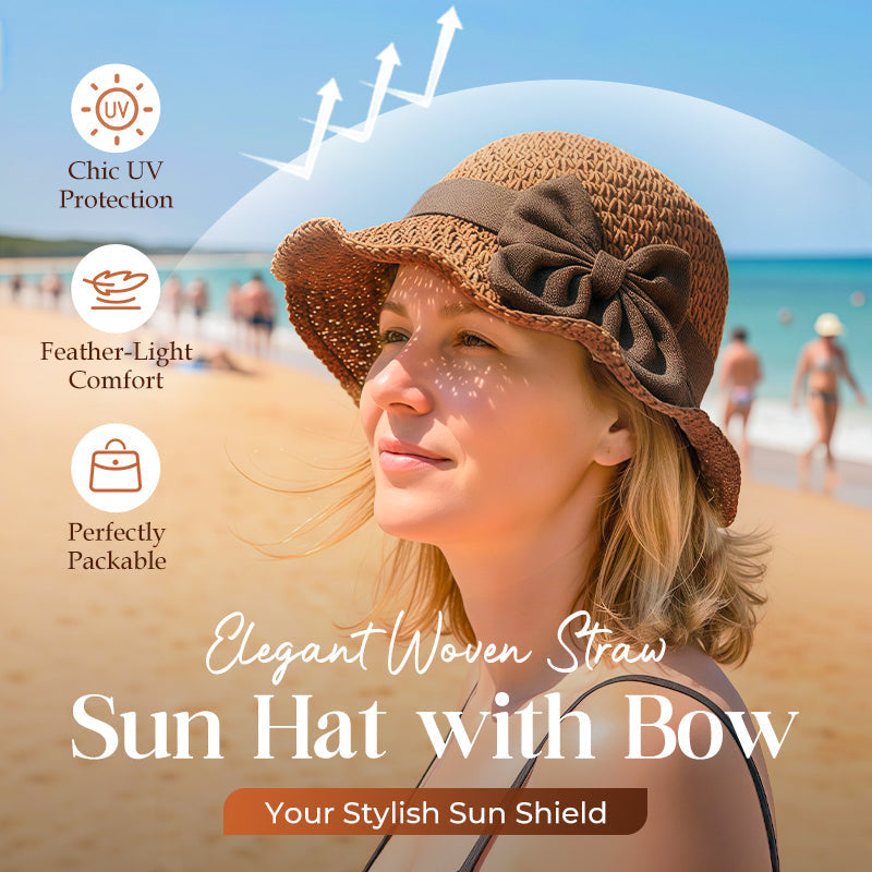 🔥 Hot Sale 49% OFF🔥Elegant Woven Straw Sun Hat with Bow