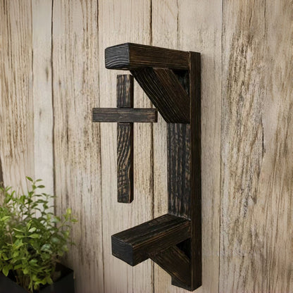 ✨ Limited-Time 49% OFF | Rustic Cross Wall Shelf ✝️ Wooden Floating Shelf for Faith-Inspired Decor