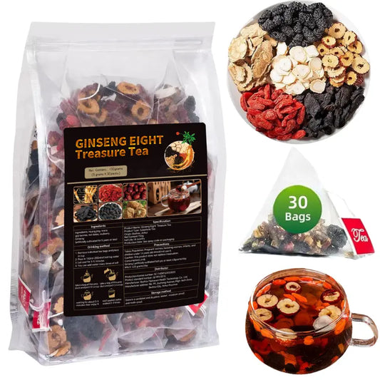 Ginseng Eight Treasures Kidney Tea | Natural Stamina, Energy &amp; Male Vitality Support (8-Herb Traditional Formula) -A0030