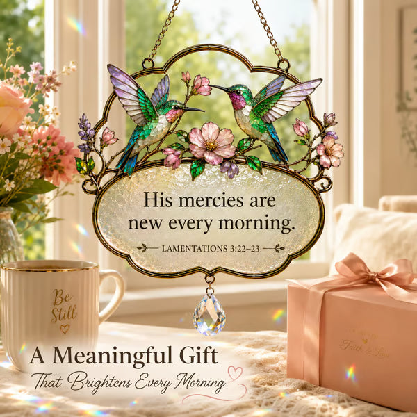 🎵 Psalm 89:1 Songbird Window Suncatcher | Stained-Glass Style Faith Decor with Colorful Birds & Scripture 🕊️✨