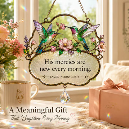 🎵 Psalm 89:1 Songbird Window Suncatcher | Stained-Glass Style Faith Decor with Colorful Birds & Scripture 🕊️✨