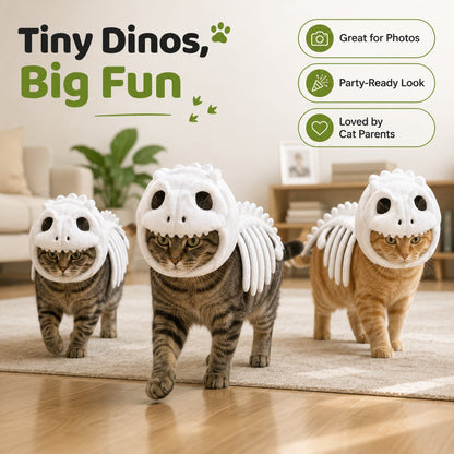 🎉🦖 Glow-in-the-Dark Dinosaur Skeleton Cat Costume — Let Your Kitty Roar at Night! ✨