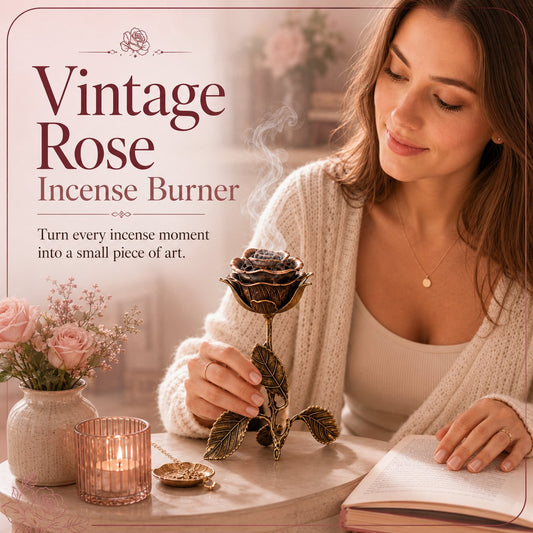 🌹💕 Vintage Rose Incense Burner – A Thoughtful Gift for Meditation & Relaxation Lovers ✨🕯️