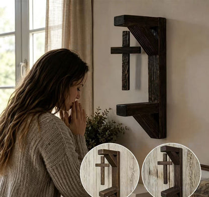 ✨ Limited-Time 49% OFF | Rustic Cross Wall Shelf ✝️ Wooden Floating Shelf for Faith-Inspired Decor