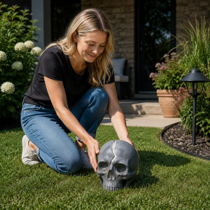 💀 Cracked Skull Solar Garden Light